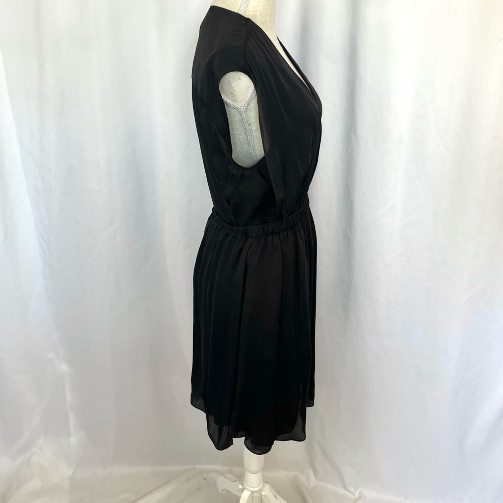 Theyskens' Theory Black Layered Silk Mini Dress Blouson Women's Medium - Picture 3 of 17